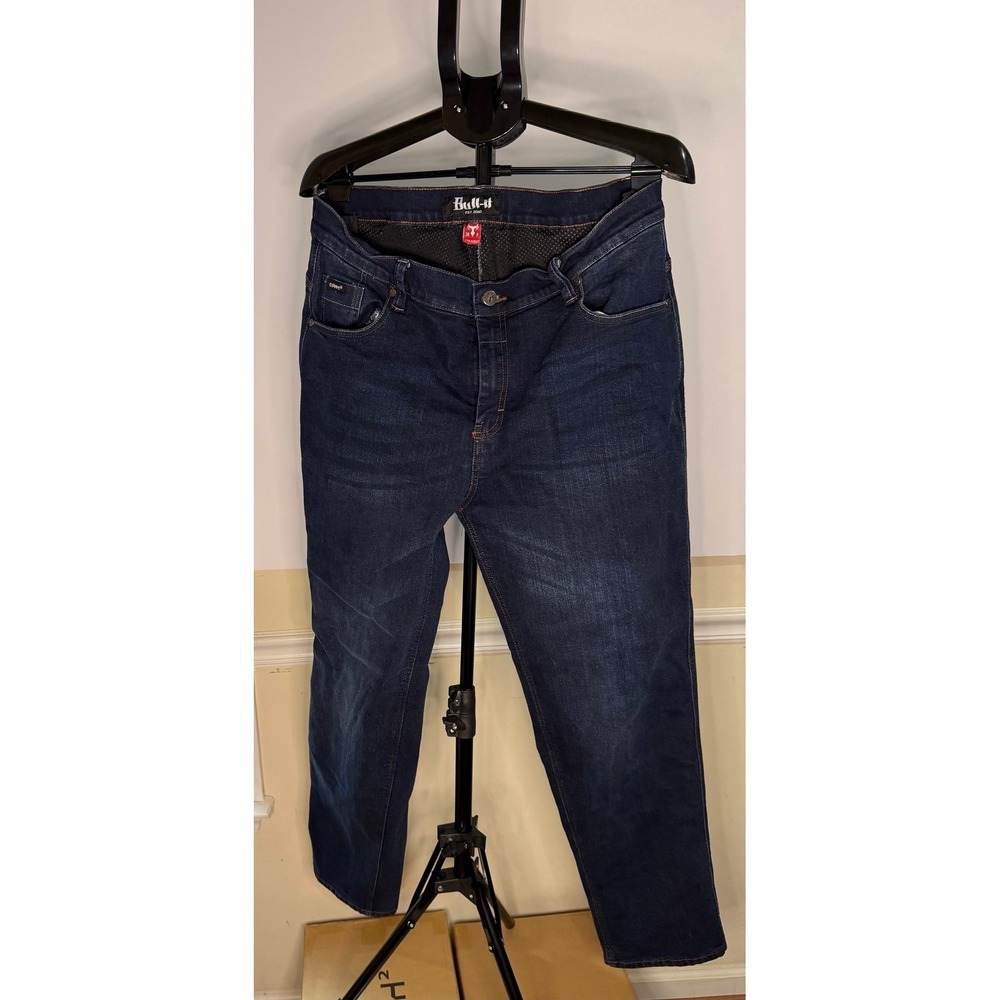 Bull-it Covec Mens Straight Leg Motorcycle Riding Jeans Dark Wash Blue 38R